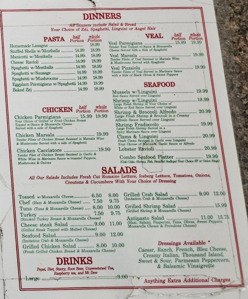 Schiano's Italian Restaurant Menu image 1